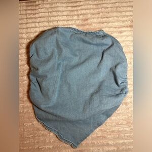 cropped light blue jean top